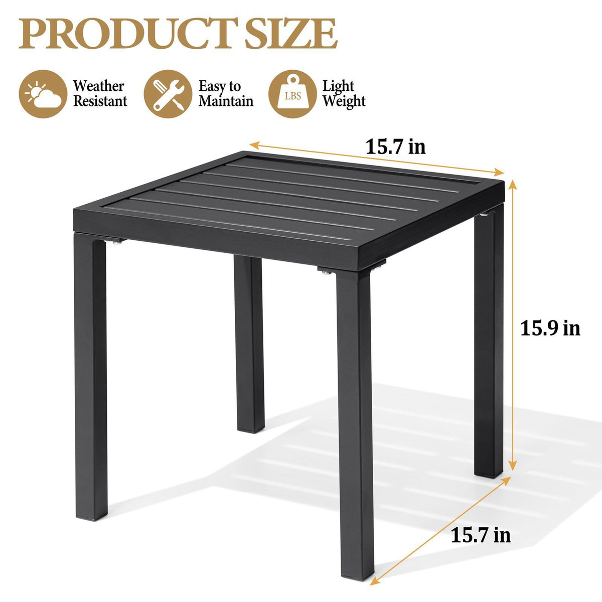 Crestlive end table with weather-resistant coating for sun and rain