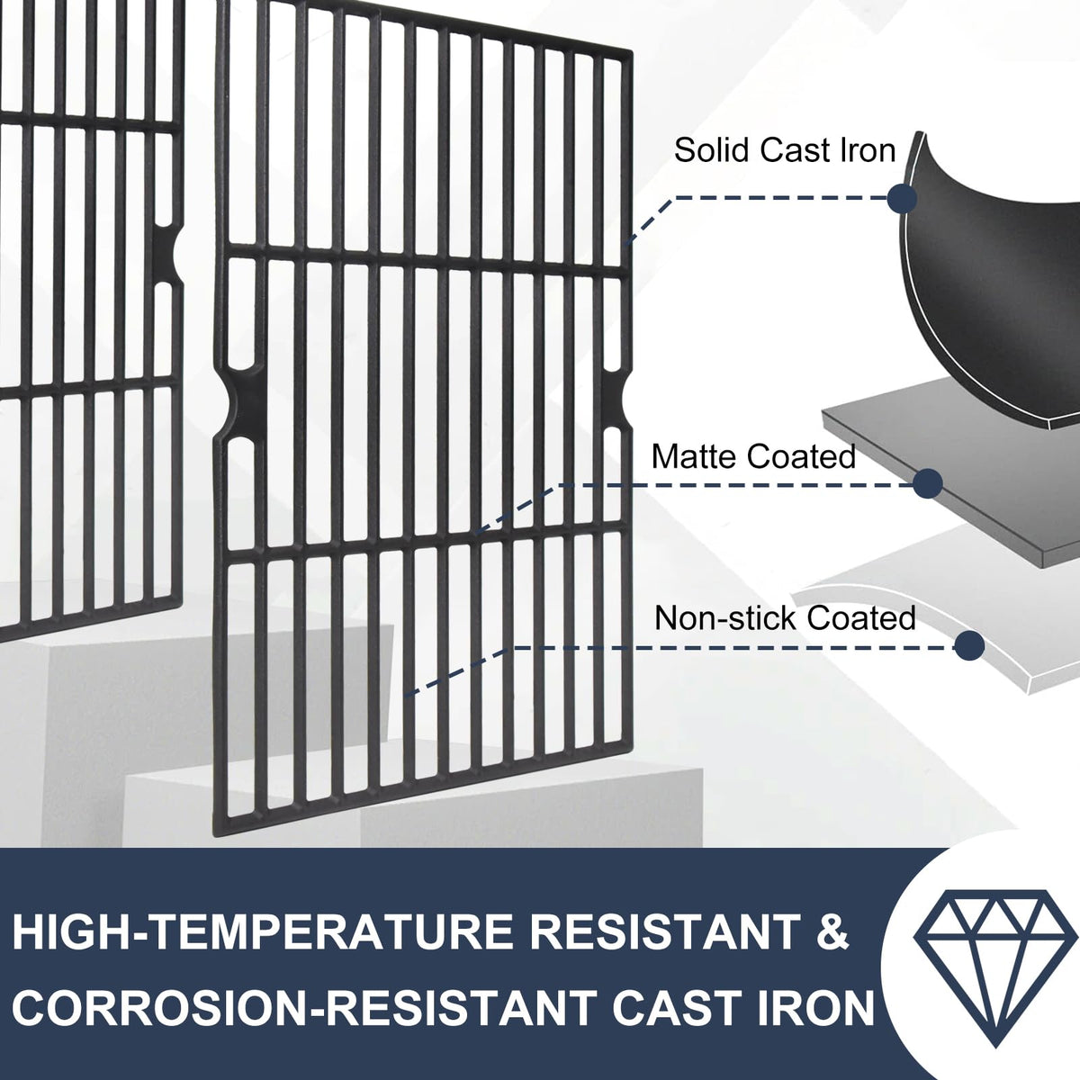 Criditpid G1707-010 grill grate close-up, durable cast iron.