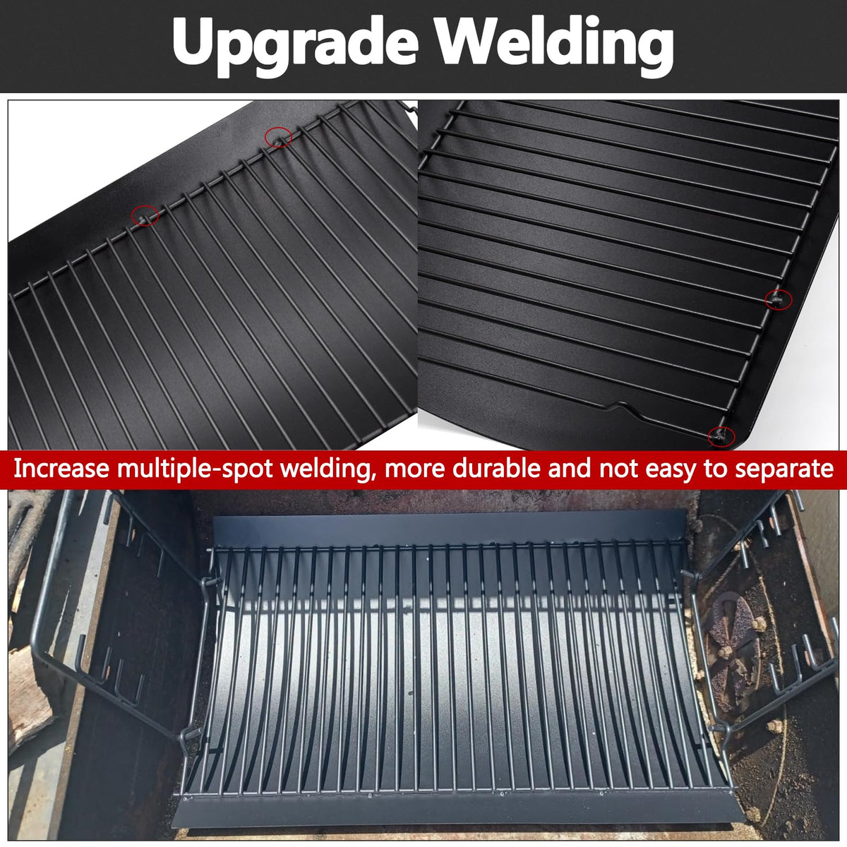 Criditpid porcelain-coated steel construction for durable grill parts