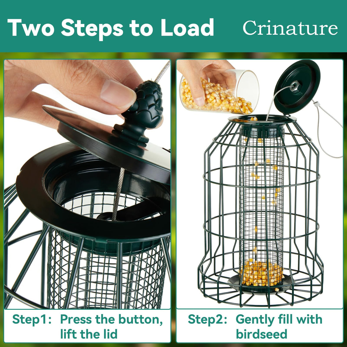 Crinature chew-resistant bird feeder with weatherproof finish.