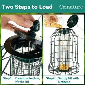 Crinature chew-resistant bird feeder with weatherproof finish.