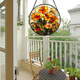 CRISGIF orange marigolds suncatcher brightens sunlit corners for cozy home ambience.