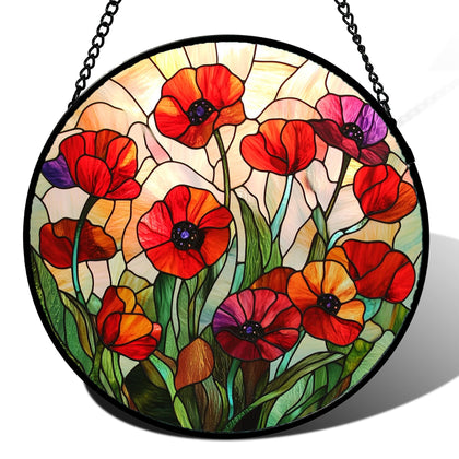 CRISGIF Poppy birth flowers suncatcher window catches light with colorful decorative charm