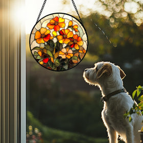 CRISGIF round vintage-pattern suncatcher adds classic charm to any room.