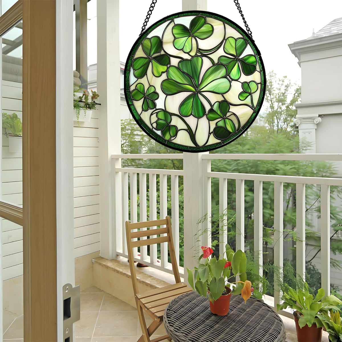 CRISGIF Ireland green lucky clover entryway decor for doors with colorful light effects.