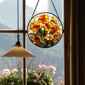 CRISGIF sunlit color cast suncatcher creates warm, shifting hues.