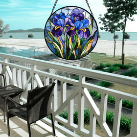 CRISGIF vintage-style iris window art complements modern and boho interiors.