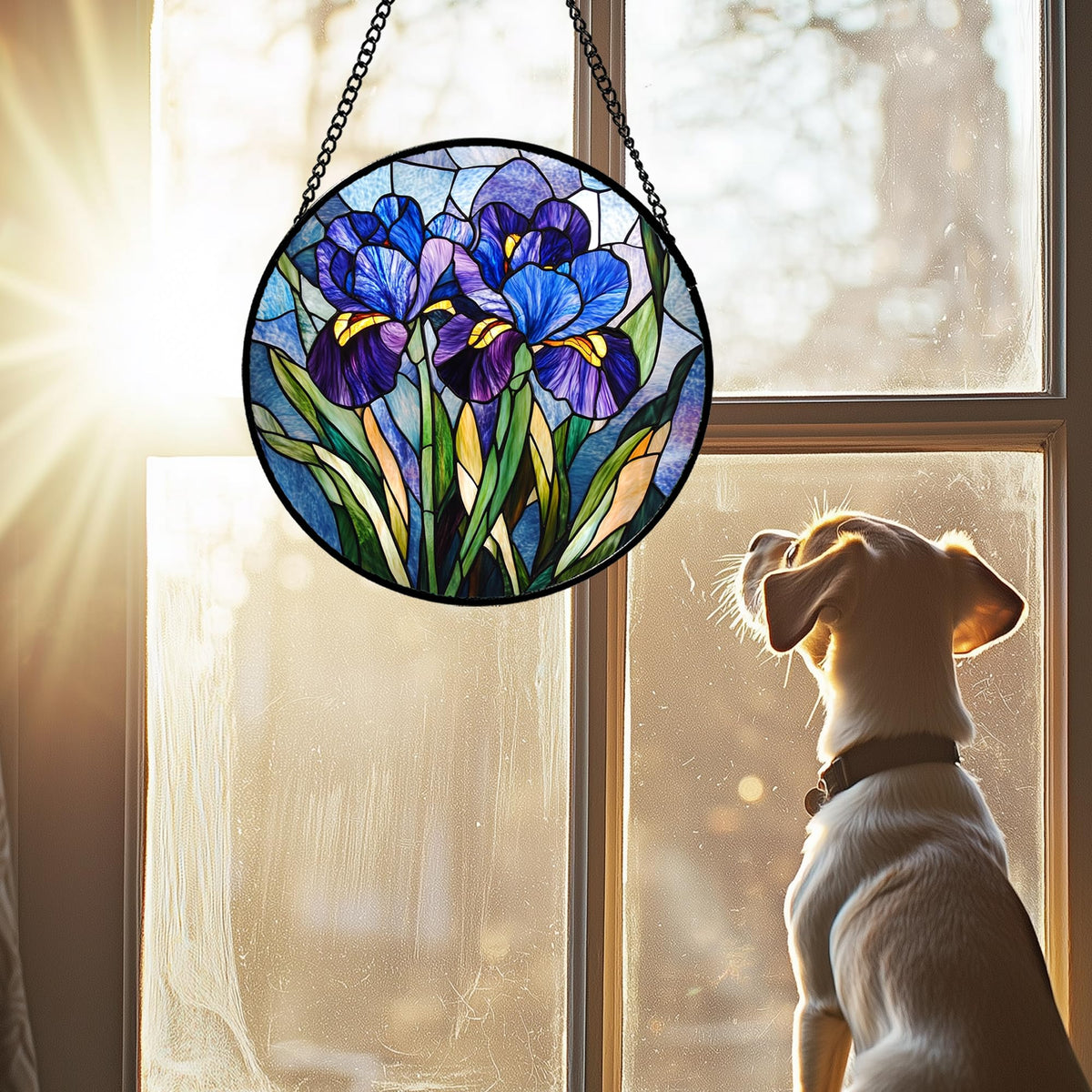 CRISGIF window decor in stained glass creates a warm, inviting ambiance.