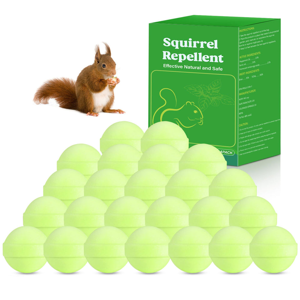 Crobirware 24Pack Squirrel Repellent Peppermint Balls protect gardens with long-lasting scent.