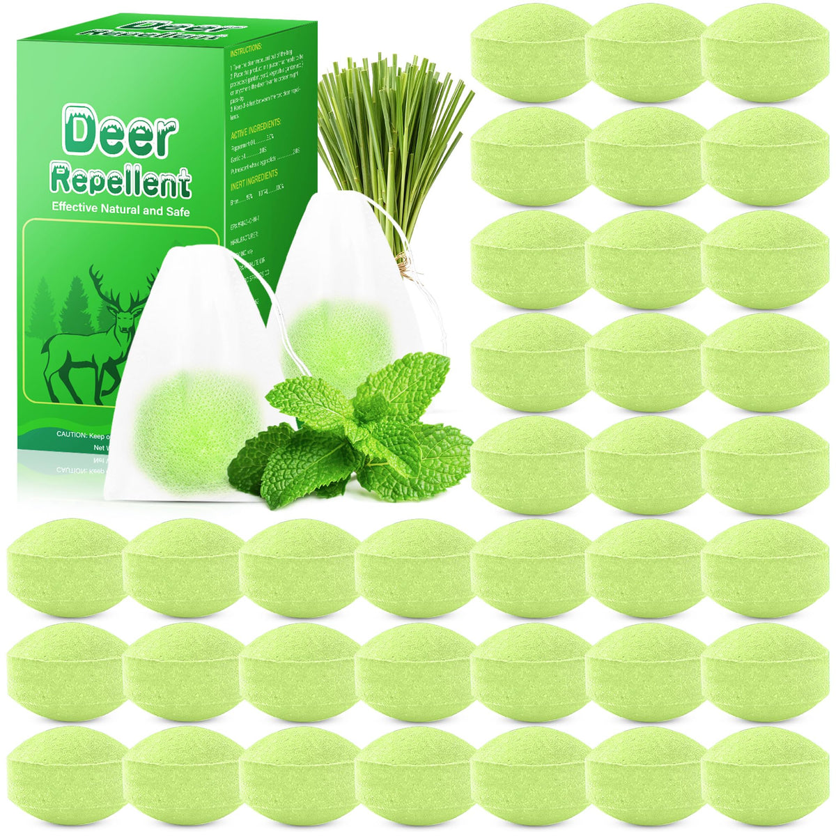 Crobirware 36-pack peppermint deer repellent balls protect gardens with natural peppermint scent