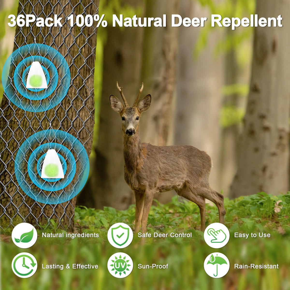 Crobirware hanging deer repellent packs easy to place along fences or trees