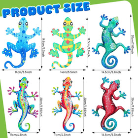 Two geckos in different colors add visual interest to exterior walls