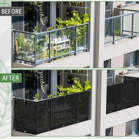 CroBlissful balcony shield reduces dust and debris on seating area.