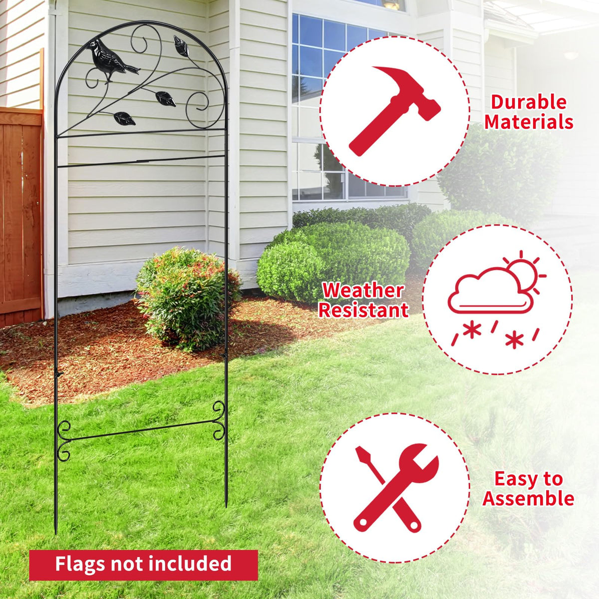 CroBlissful durable iron outdoor flag stand built to withstand weather