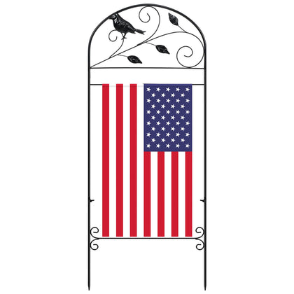 CroBlissful garden flag holder stand with a sturdy iron frame for outdoor use