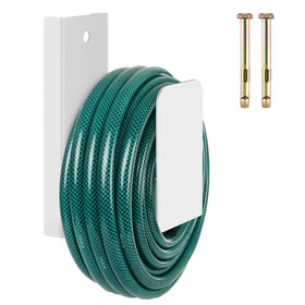 CroBlissful garden hose holder wall mount in white for organized outdoor storage.