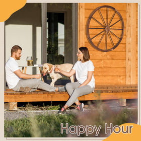 CroBlissful indoor outdoor wagon wheel display adds rustic charm anywhere.