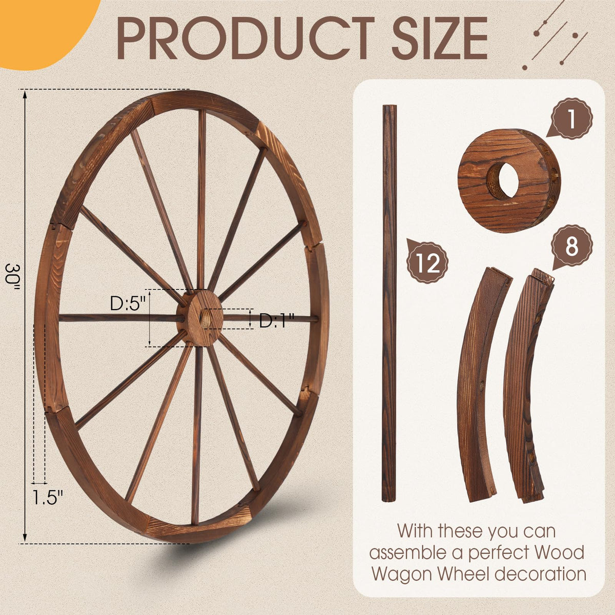 CroBlissful wagon wheel assembly showing 12-strip construction for a complete wheel.