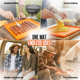 CRODALE BRANDS heavy-duty silicone mat protects daily griddling from moisture and debris.
