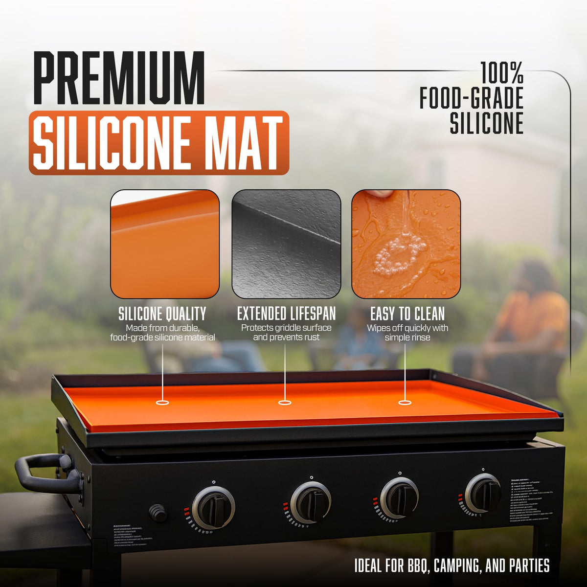 CRODALE BRANDS griddle mat prevents grease and crumbs from reaching the metal.