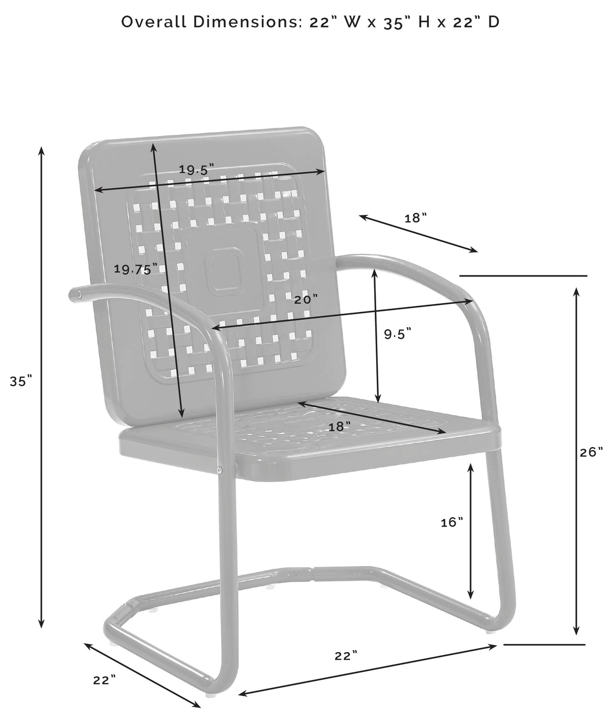 Crosley Bates basketweave back detail shows air circulation design.