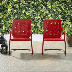 Crosley Bates glossy red finish accents retro patio style.