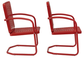 Crosley Bates outdoor chair close-up of the durable red gloss finish.