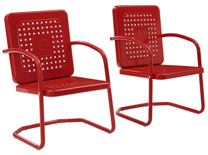 Crosley Bates outdoor chair in bright red gloss with an airy basketweave back.