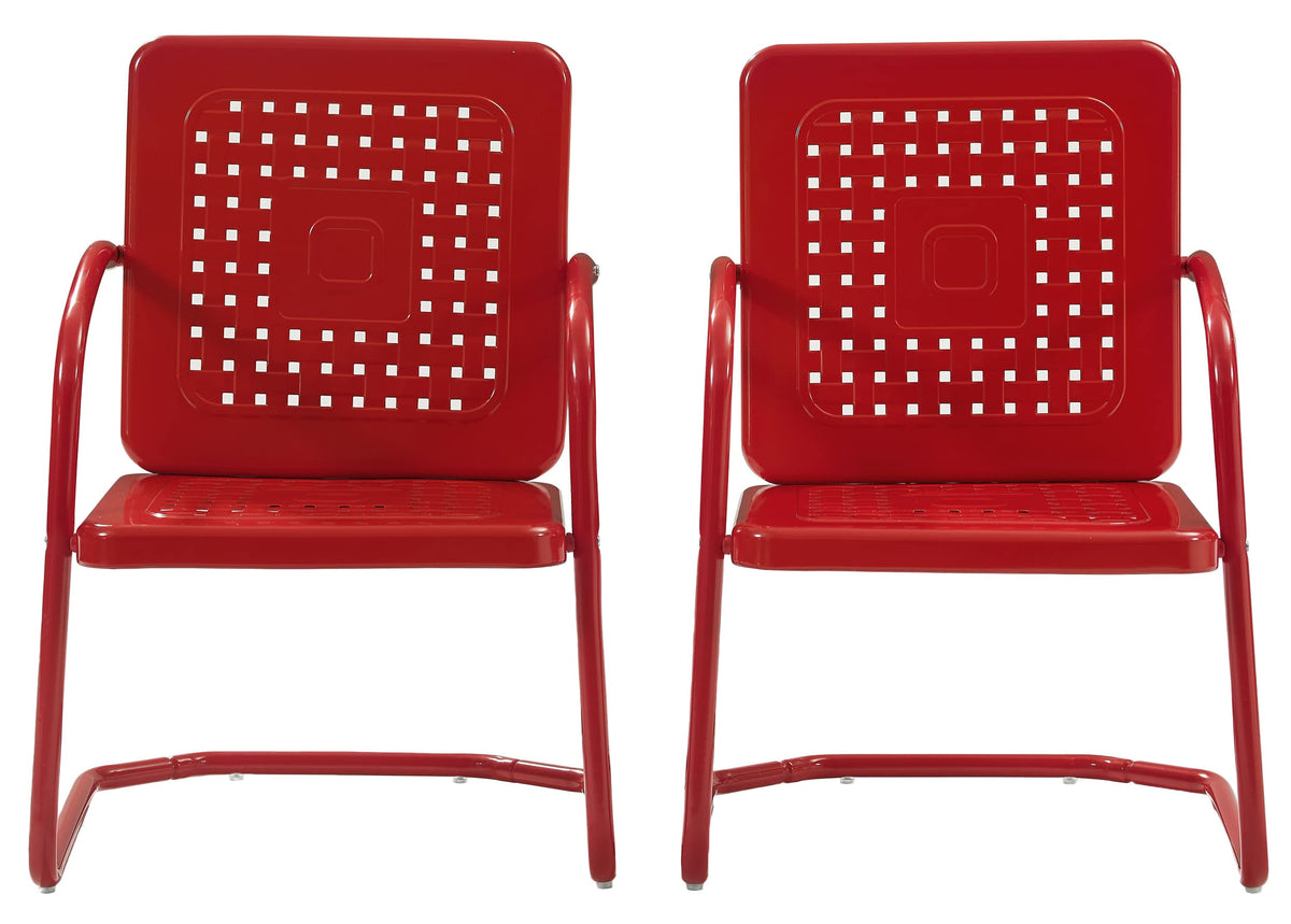 Crosley Bates chair side view highlighting the cantilever base for gentle flex.