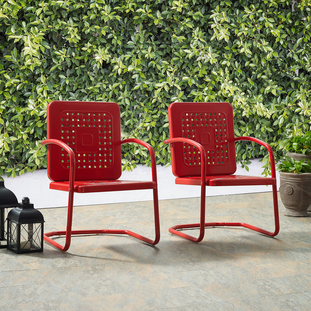 Crosley Bates rust-resistant steel frame under bright sunlight.