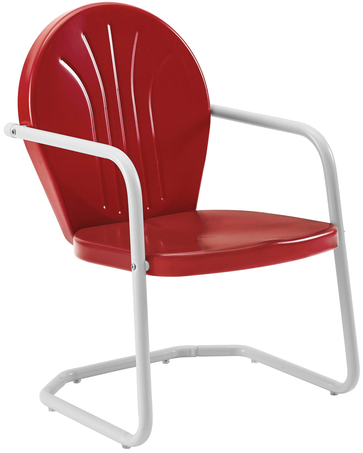 Crosley Furniture Griffith outdoor chair in red gloss shows a durable steel frame for outdoor use