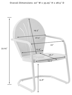 Crosley Griffith chair round-back grooves add retro charm for outdoor dining.