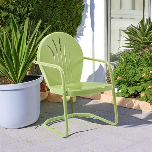 Close-up of powder-coated Key Lime finish resists sun and weather.