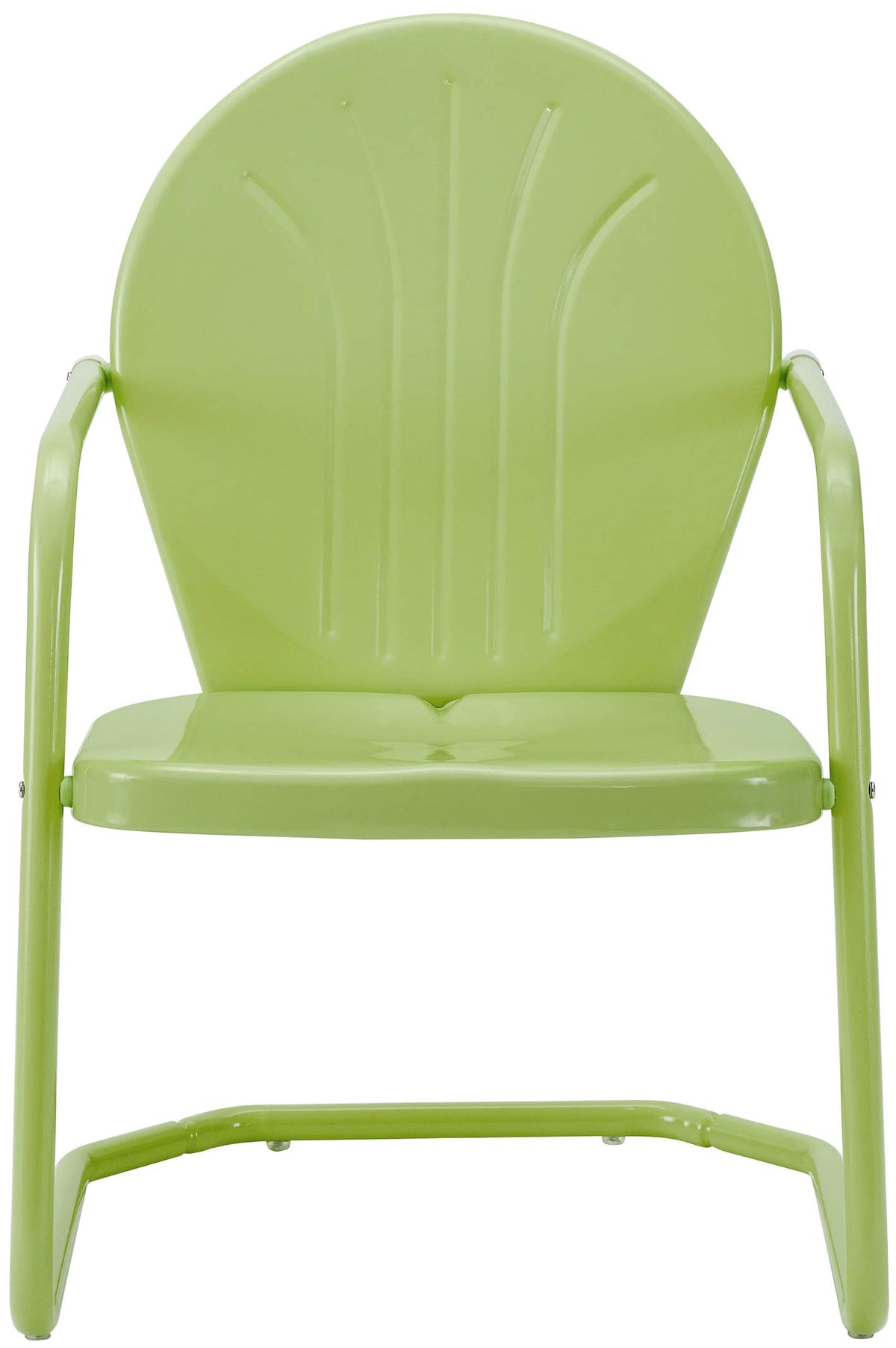 Crosley Griffith side view highlights cantilever base and gentle flex for comfort.