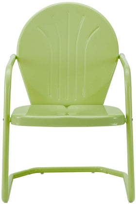 Crosley Griffith side view highlights cantilever base and gentle flex for comfort.