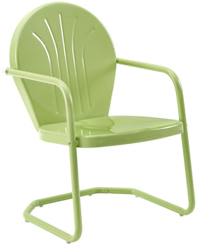 Crosley Griffith outdoor chair in Key Lime, durable steel and vintage round-back design.