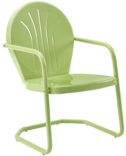 Crosley Griffith outdoor chair in Key Lime, durable steel and vintage round-back design.