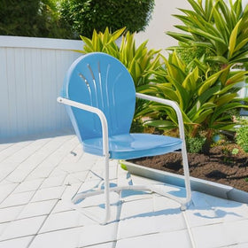 Crosley Griffith UV and rust-resistant powder coat keeps color vibrant.