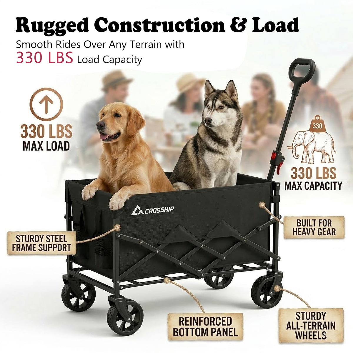 CROSSHIP wagon demonstrates spacious 330 lb capacity for pets