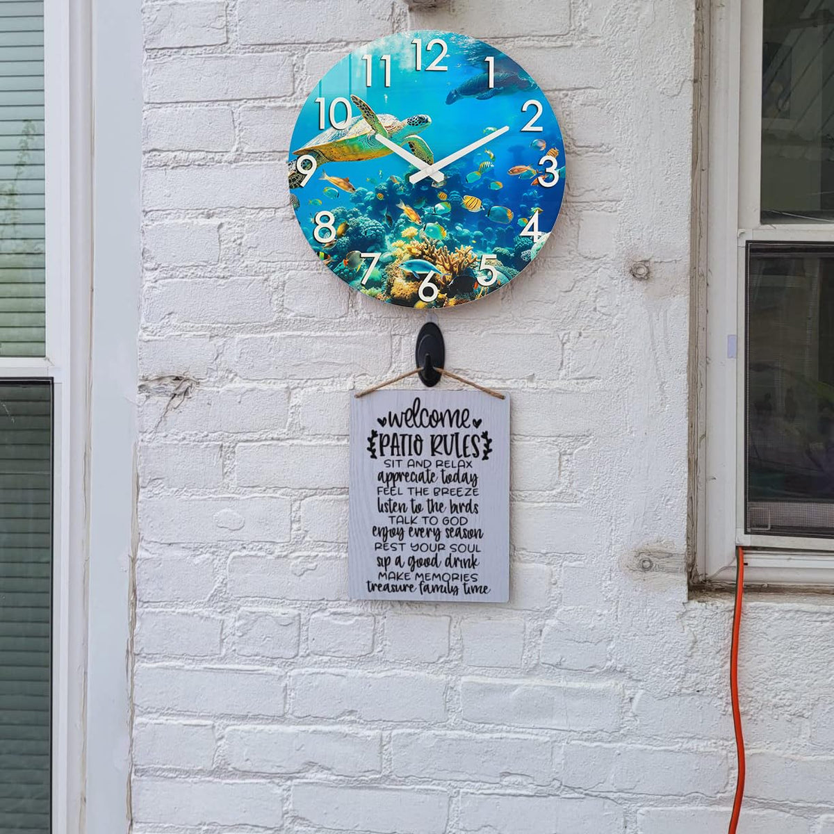 Crosstime coastal clock powered by a single AA battery for easy setup.