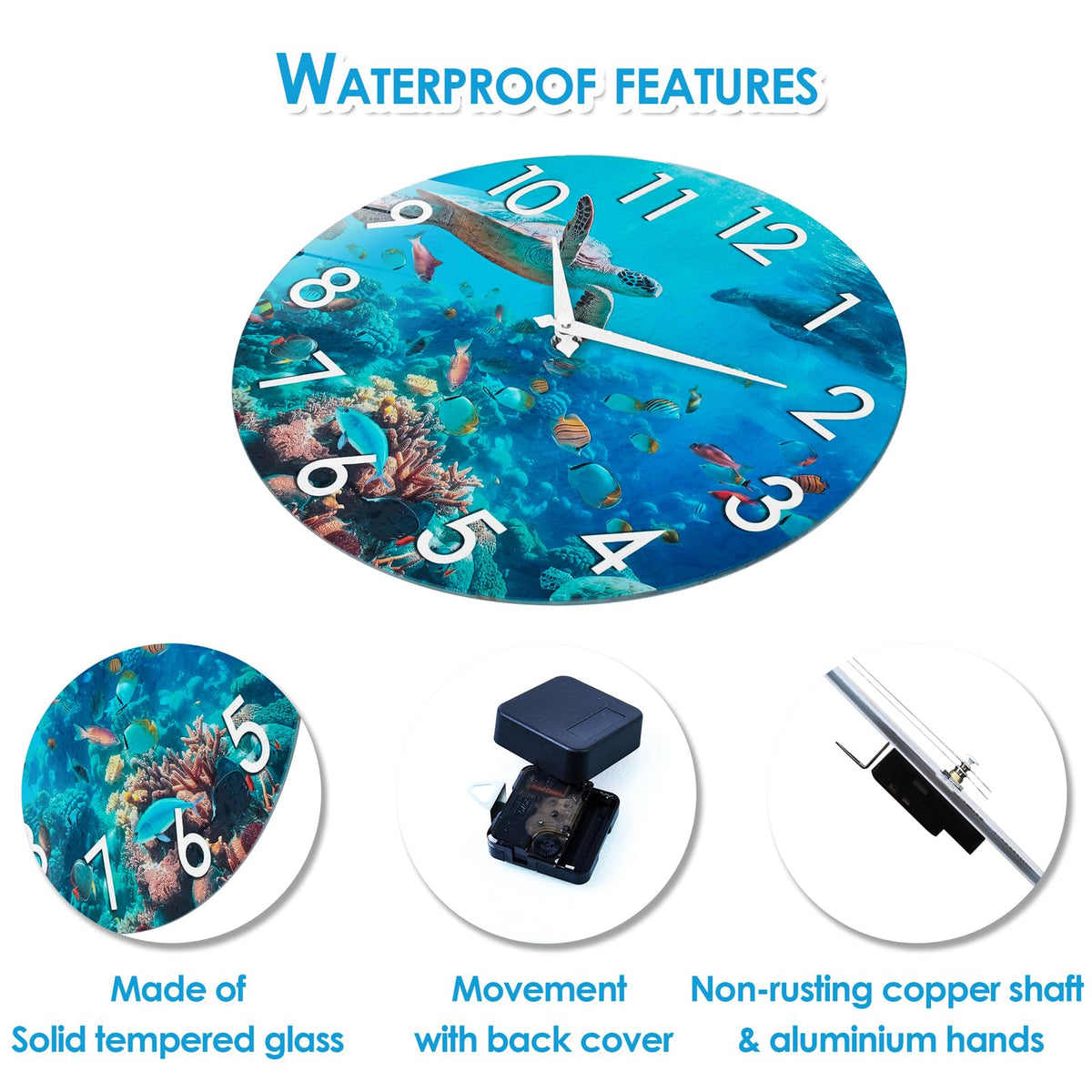 Crosstime sea turtle and coral reef clock adds tranquil ocean vibes to garden.