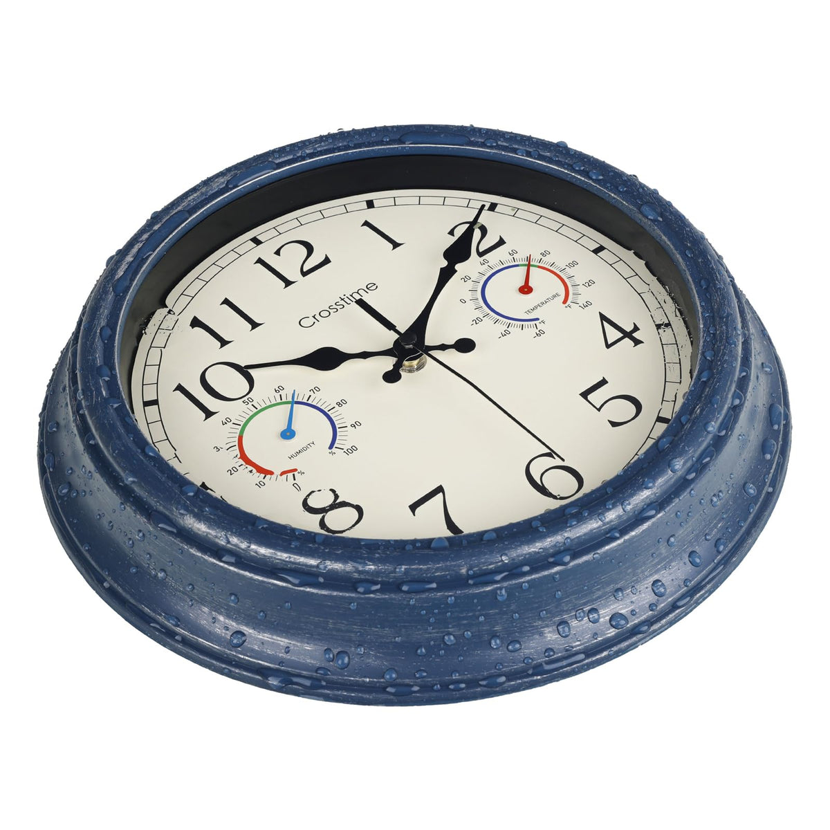 Crosstime silent quartz movement for quiet operation near living spaces.