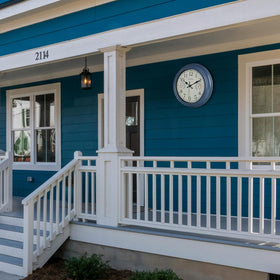 Crosstime blue weather clock with thermometer and hygrometer for real-time readings.