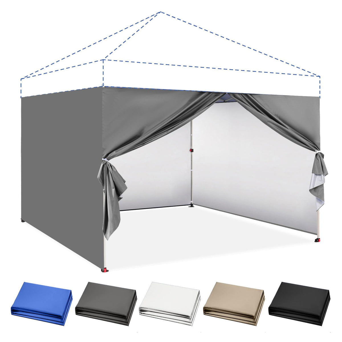 Crown Shades 10x10 canopy sidewall grey for four-pack installation.