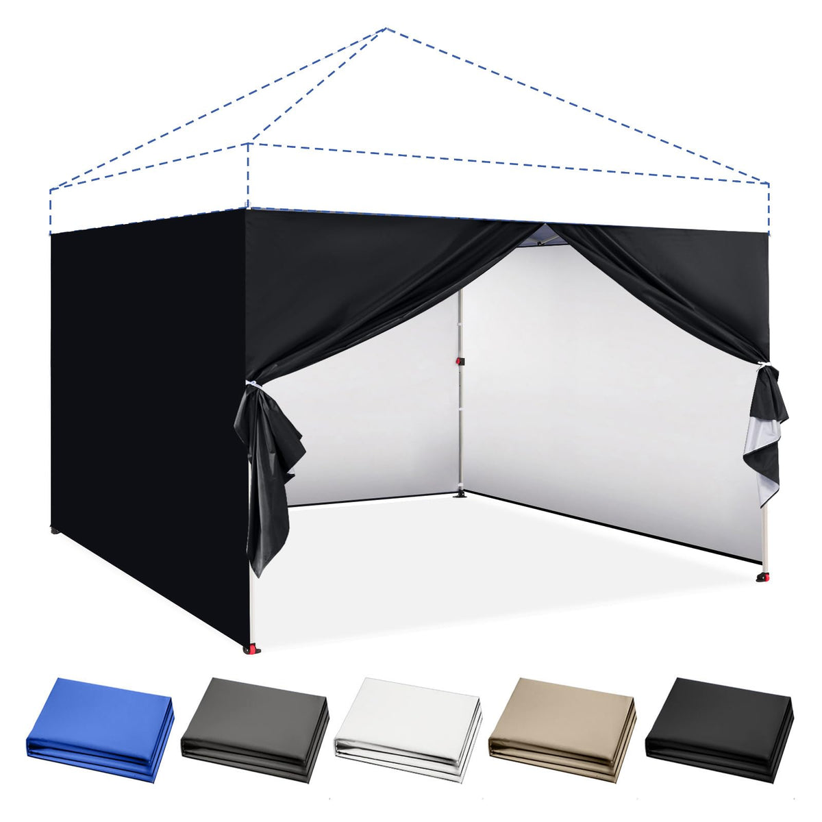 CROWN SHADES 10x10 canopy sidewall black 4-pack provides full coverage for outdoor events.