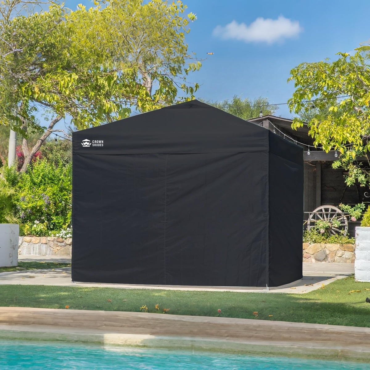 CROWN SHADES 150D fabric provides durable, weather-resistant performance.