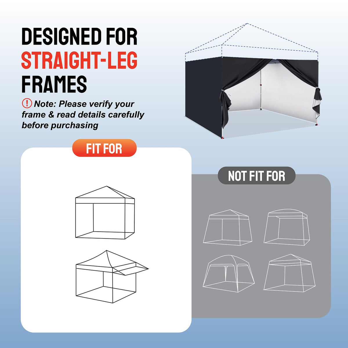 CROWN SHADES four-wall set offers complete side coverage for gatherings.