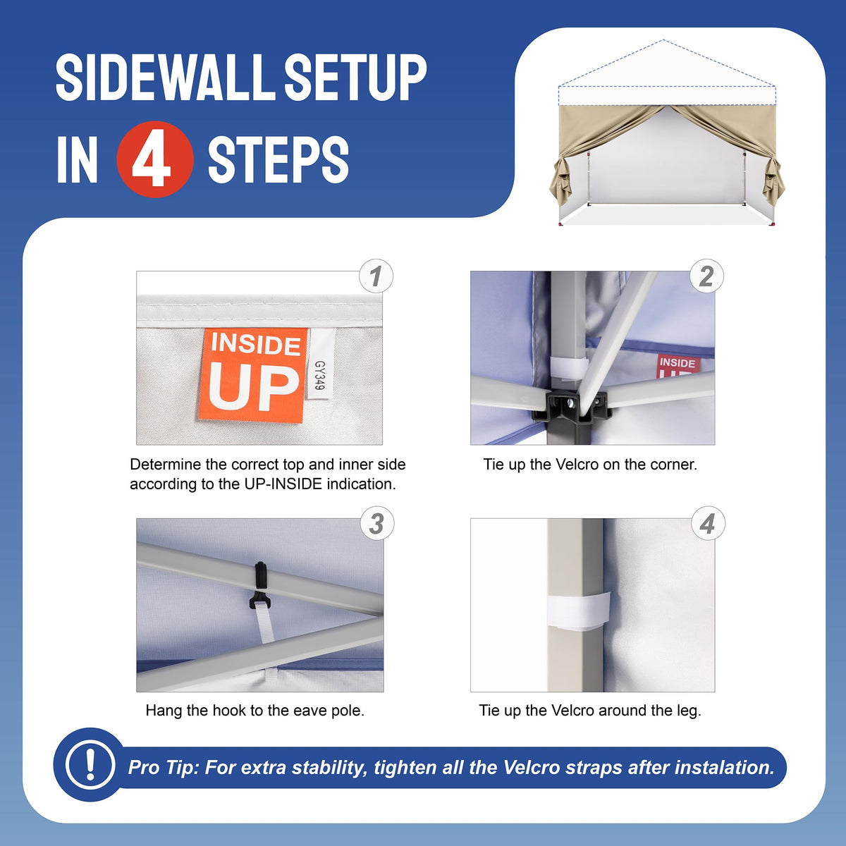 Crown Shades sidewall beige grommets for quick, secure attachment
