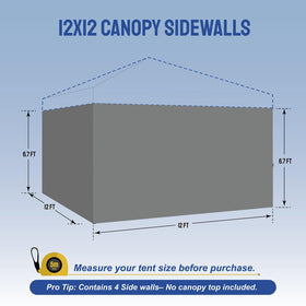 Crown Shades sidewall gray 4-pack back view demonstrates broad canopy coverage.