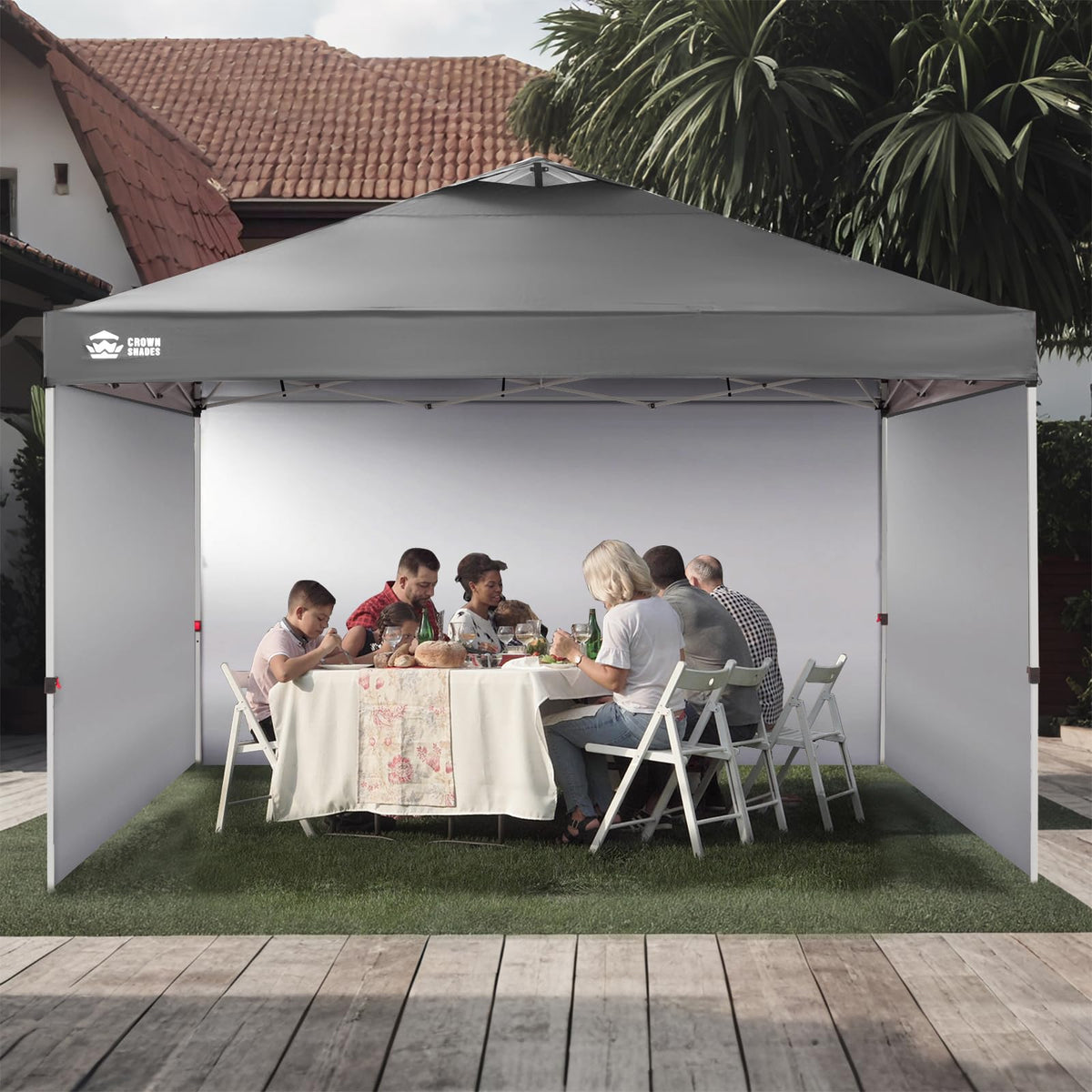 Crown Shades sidewall gray 4-pack compatibility with 12x12 canopies.